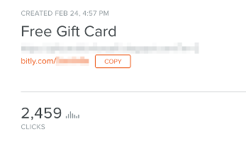 Bit.ly Statistics Page for Another Gift Card Spam Link