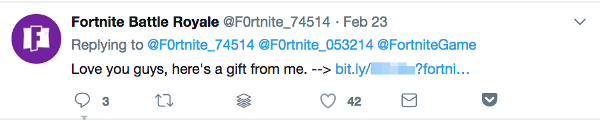 Impersonation Account of Fortnite Video Game