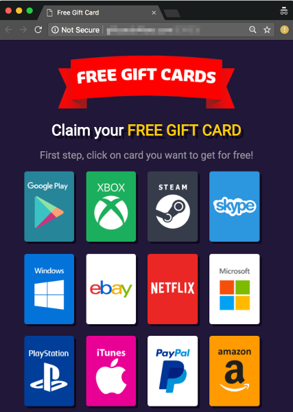 Templated Site Promoting Free Gift Cards