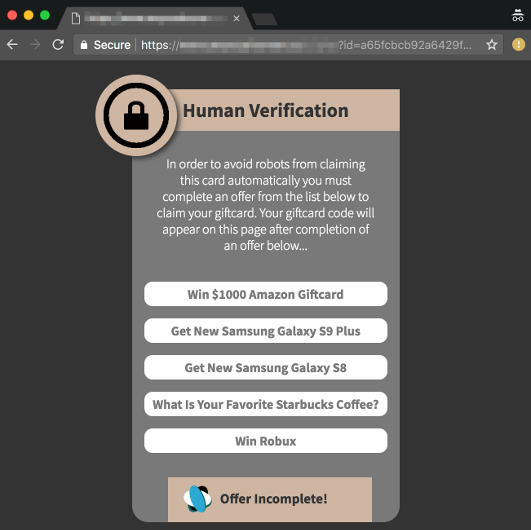 Typical 'Human Verification' Page Involved In Most Affiliate Based Spam