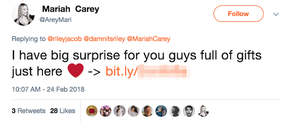 Impersonation account of Mariah Carey
