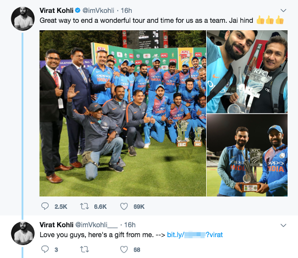 Impersonation Account of Indian Cricketer Virat Kohli